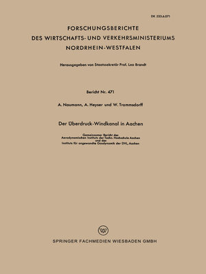 cover image of Der Überdruck-Windkanal in Aachen